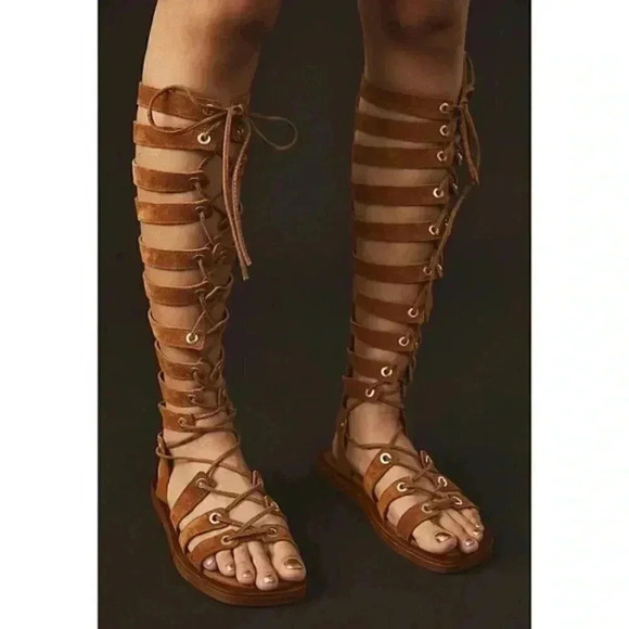 FREE PEOPLE Sun Chaser Tall Gladiator Sandal / Tan - Picture 4 of 10